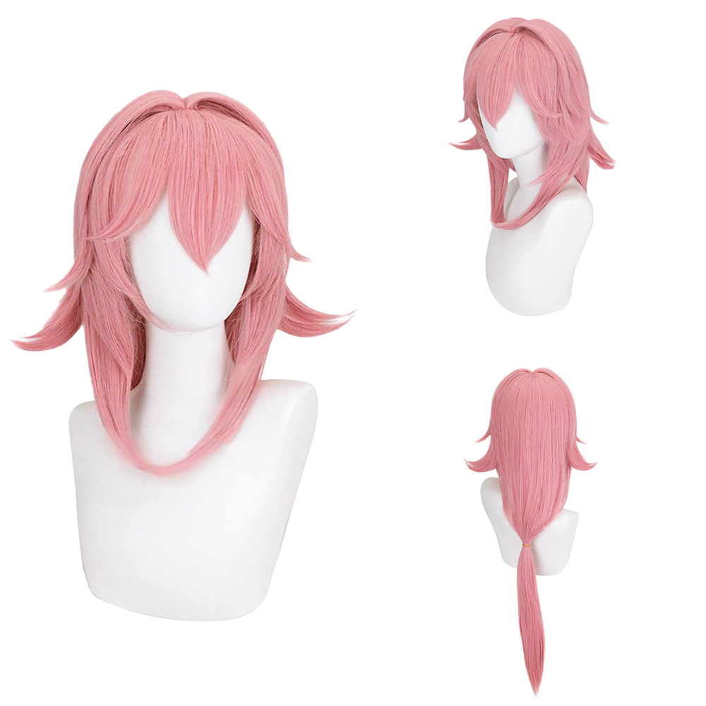 야에 미코 코스프레 가발 핑크 내추럴 롱 포니테일 내열 - Anime Cosplay Photoshoot 리뷰 및 가격