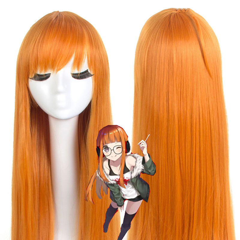오렌지 롱 스트레이트 인모 헤어 페르소나 사쿠라 후타바 - Anime Cosplay Easy 리뷰 및 가격