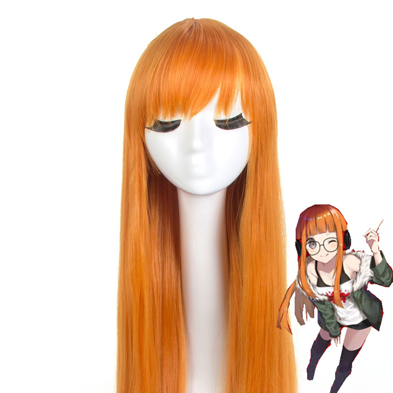 오렌지 롱 스트레이트 인모 헤어 페르소나 사쿠라 후타바 - Anime Cosplay Easy 리뷰 및 가격