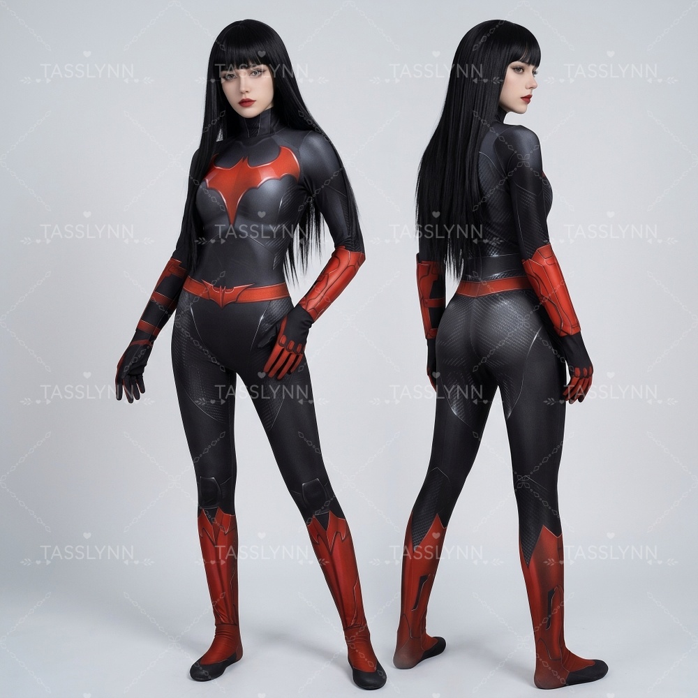 박쥐 여성 코스프레 젠타이 바디수트, 블랙 옐로우 프린 - Anime Cosplay Photoshoot 리뷰 및 가격
