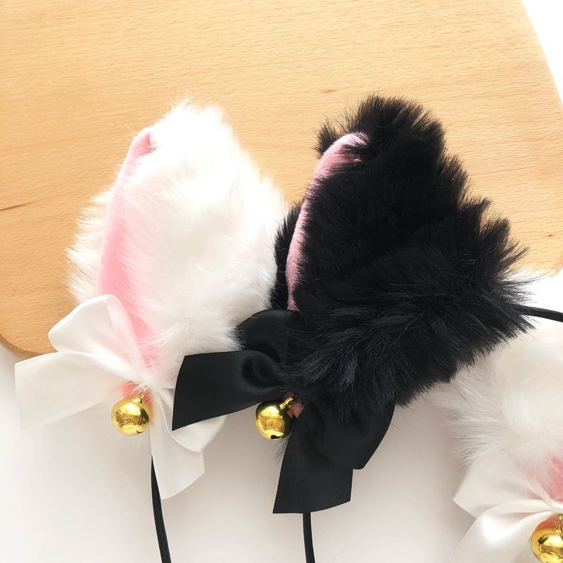 징글 벨이 달린 1/2PCS 봉제 고양이 귀 머리띠 - - Anime Cosplay Photoshoot 리뷰 및 가격