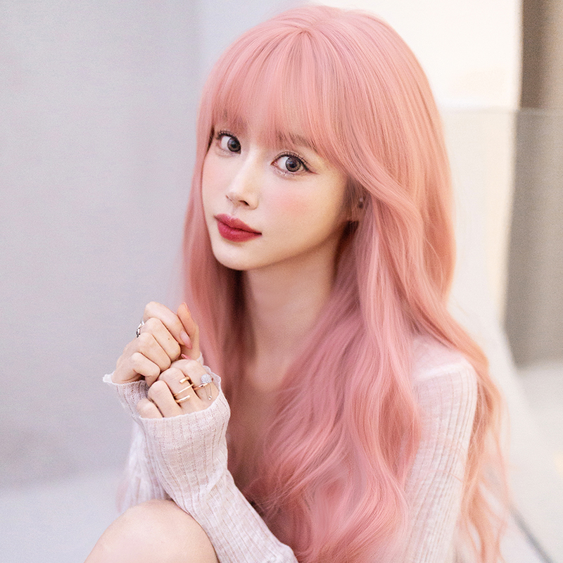 NAMM 긴 웨이브 곱슬 합성 사쿠라 핑크 가발, 앞머 - Anime Cosplay Easy 리뷰 및 가격