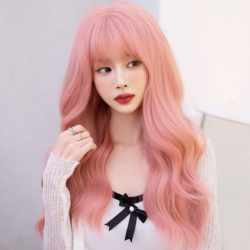 NAMM 긴 웨이브 곱슬 합성 사쿠라 핑크 가발, 앞머 - Anime Cosplay Easy 리뷰 및 가격