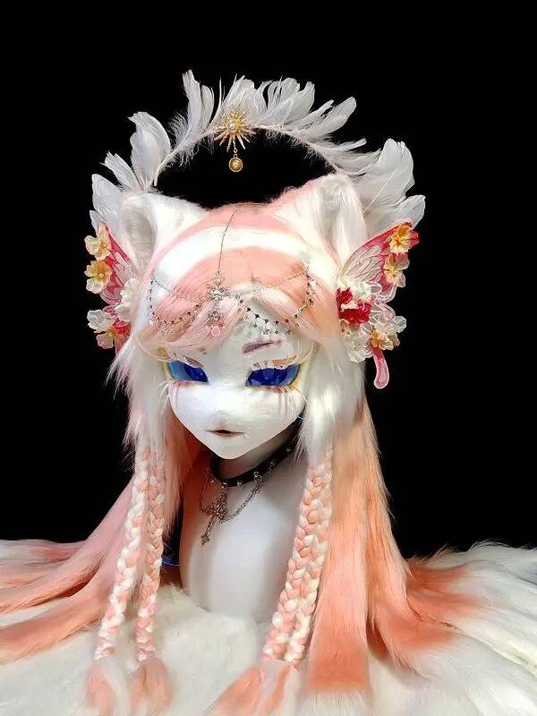 수제 키그 퍼슈트 헤드, 귀여운 고양이 케모노 마스크, - Anime Cosplay Mask 리뷰 및 가격